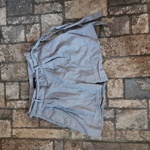 Banana Republic Navy White Striped High Rise Pleated Bermuda Shorts